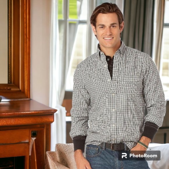 NWT Chaps Classic Fit Checked Twill Casual Button down shirt Tag XL - Picture 1 of 11